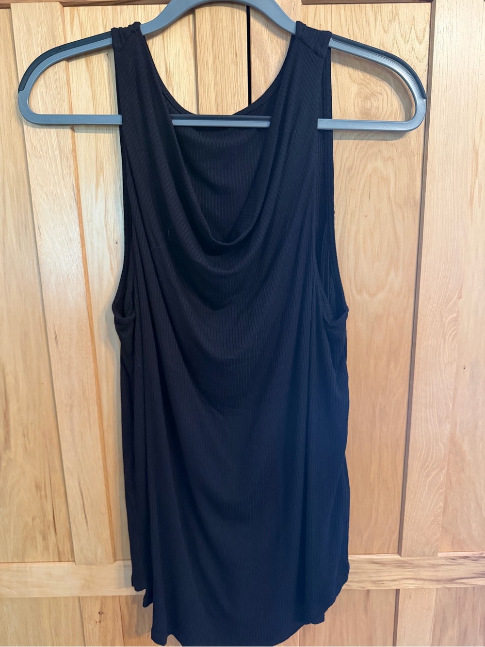 Savvi Black Draped Back Tank Top - Women